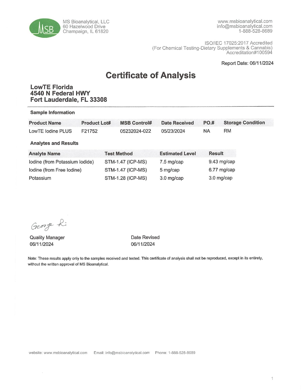 LowTE - Iodine PLUS