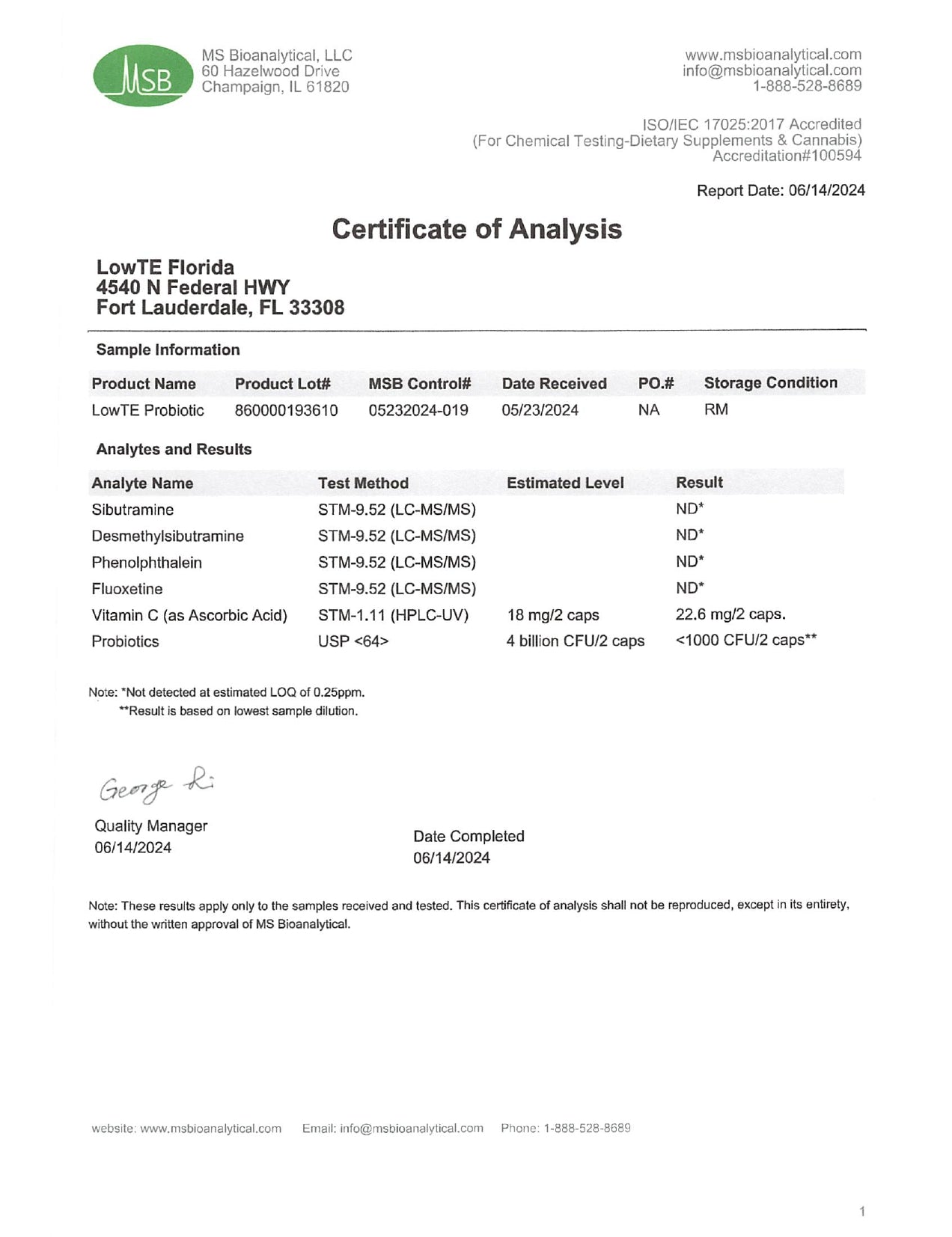 LowTE Probiotic